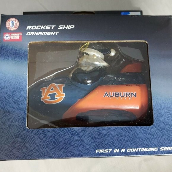 Auburn Tigers Hand Blown Glass Rocket Ship Santa Ornament Officially Licensed - Picture 3 of 3